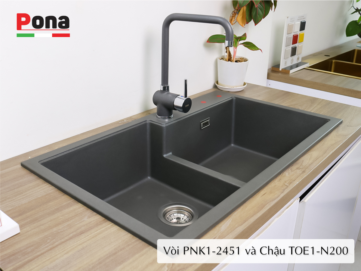 vòi rửa chén nóng lạnh mạ đá granite PNK1-2451