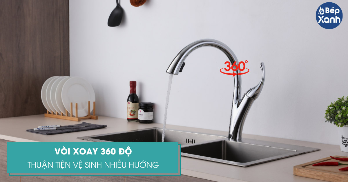 Vòi rửa chén Ecalite cổ xoay 360 độ
